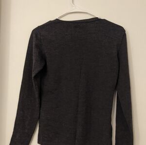 Kirklands V-Neck Long Sleeve Small Extra Fine Merino Wool Charcoal Grey